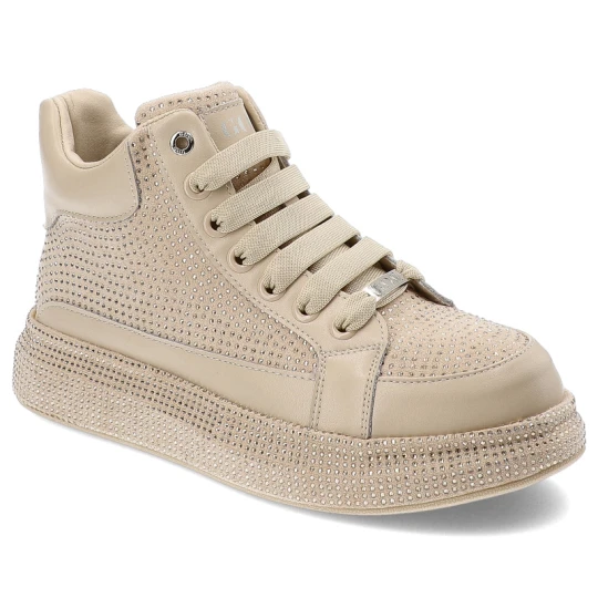 Zdjęcie produktu Beżowe Sneakersy Goe Stylowe Błyszczące Obuwie Damskie
