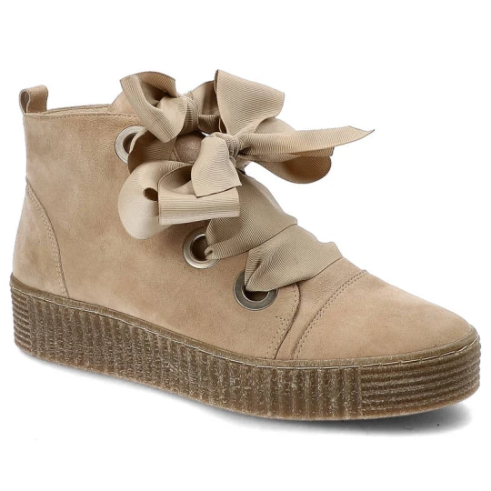 Zdjęcie produktu Sneakersy damskie Marshall, skórzane i z elegancką kokardą, cappuccino, 6836-SL beżowy