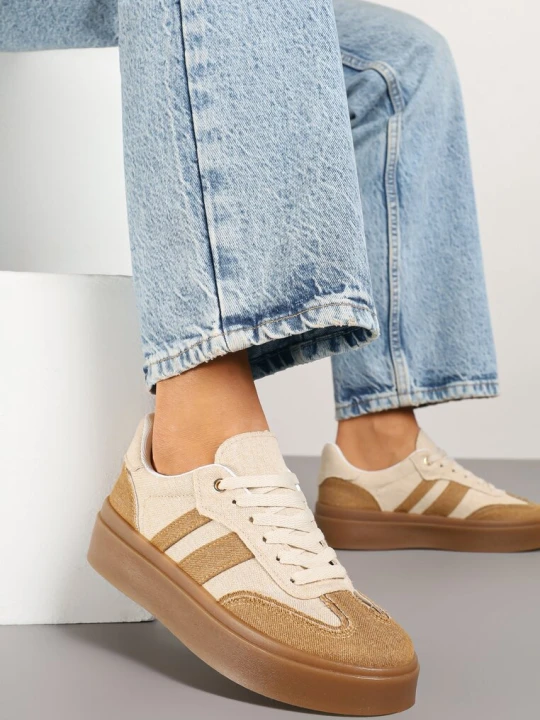 Zdjęcie produktu Beżowe Sneakersy na Kauczukowej Podeszwie Ardislo Bestelle