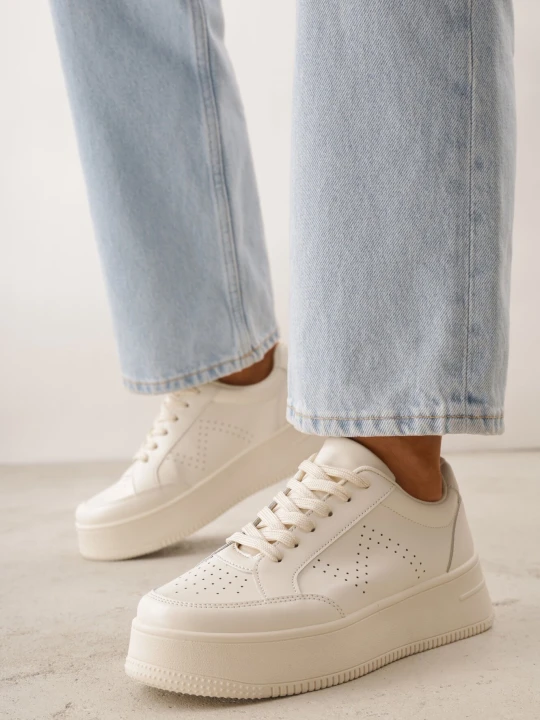 Zdjęcie produktu Beżowe Sneakersy na Platformie Agnenia