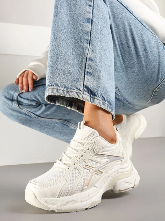 Zdjęcie produktu Beżowe Sneakersy Ozdobione Geometrycznym Wzorem Erraza Cink Me