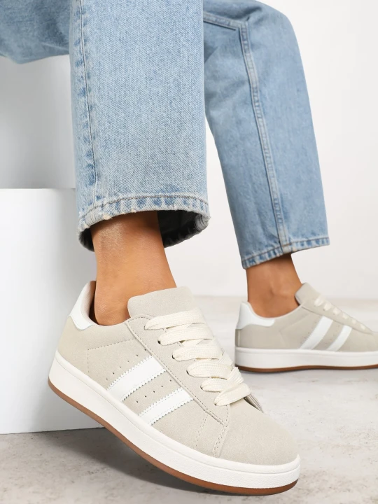 Zdjęcie produktu Beżowe Sneakersy Ozdobione Paskami Dolirenna Gowin