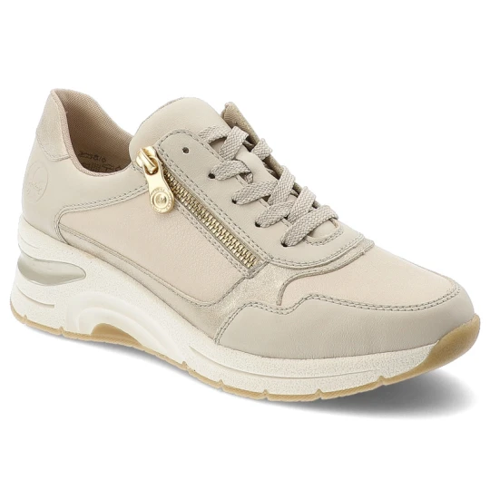 Zdjęcie produktu Beżowe Sneakersy Rieker Modne Obuwie Damskie Na Koturnie