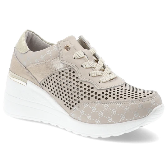 Zdjęcie produktu Beżowe Sneakersy S.Barski Stylowe Obuwie Damskie Na Koturnie