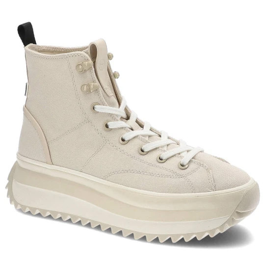 Zdjęcie produktu Sneakersy damskie Tamaris, tekstylna cholewka o wysokim kroju klasyczne sznurowanie z metalowymi oczkami masywna platforma, ivory, 1-25201-28-418 beżowy