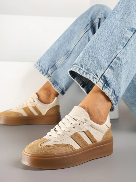 Zdjęcie produktu Beżowe Sneakersy Tenisówki na Kauczukowej Podeszwie Ardisora Bestelle