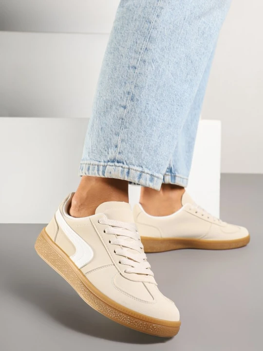 Zdjęcie produktu Beżowe Sneakersy w Stylu Klasycznych Tenisówek Ahleria Gowin