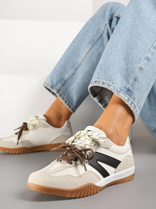 Zdjęcie produktu Beżowe Sneakersy w Stylu Kultowych Tenisówek z Podwójnymi Sznurówkami Nilaviela 888