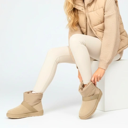 Zdjęcie produktu Beżowe Śniegowce Big Star Stylowe Ocieplane Buty Damskie