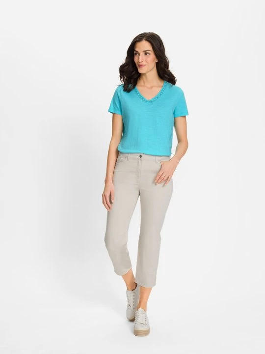 Zdjęcie produktu Beżowe spodnie damskie 7/8 Mona Slim – Ocean Breeze Olsen