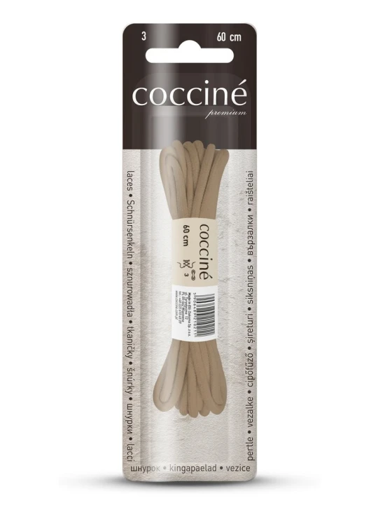 Zdjęcie produktu Beżowe Sznurówki do Butów Bawełniane Okrągłe Średnia Grubość 60 cm Coccine