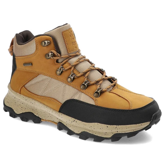 Zdjęcie produktu Trekkingi męskie Cross Jeans, ze skóry ekologicznej i tkaniny sznurowane z dodatkowym wzmocnieniem noska, camel, KK1R4020C beżowy