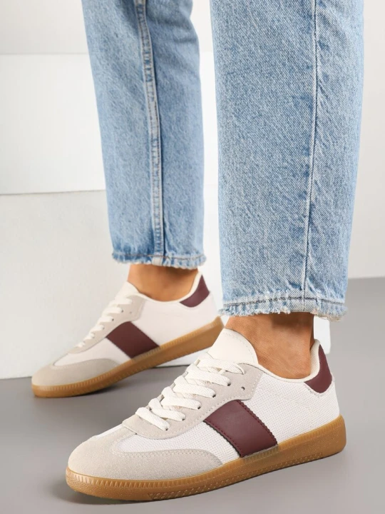 Zdjęcie produktu Beżowo-Bordowe Sneakersy Tenisówki w Kultowym Stylu Neolithaen Ideal Biały