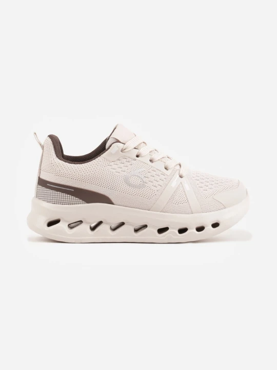 Zdjęcie produktu Beżowo-Brązowe Buty Sportowe Sneakersy z Tłoczoną Cholewką i Szerokim Noskiem Kateni