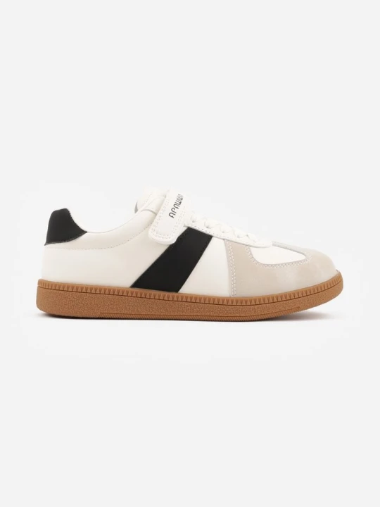 Zdjęcie produktu Beżowo-Czarne Buty Sportowe Sneakersy w Stylu Tenisówek Aurarenna Apawwa