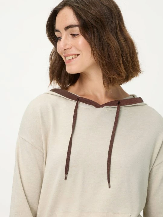 Zdjęcie produktu Beżowy sweter damski Cora z kapturem – Designer Choice Olsen