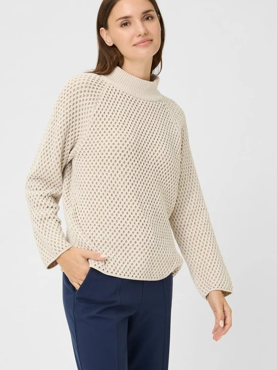 Zdjęcie produktu Beżowy sweter damski Henny z fakturą – New Passion Olsen