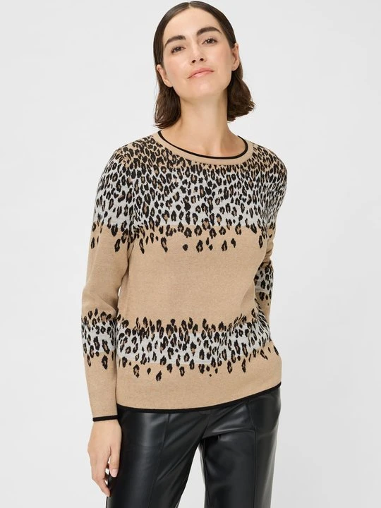 Zdjęcie produktu Beżowy sweter damski Henny ze wzorem – Urban Wild Olsen