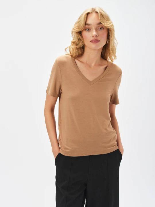Zdjęcie produktu Beżowy t-shirt z krótkim rękawem TOP SECRET