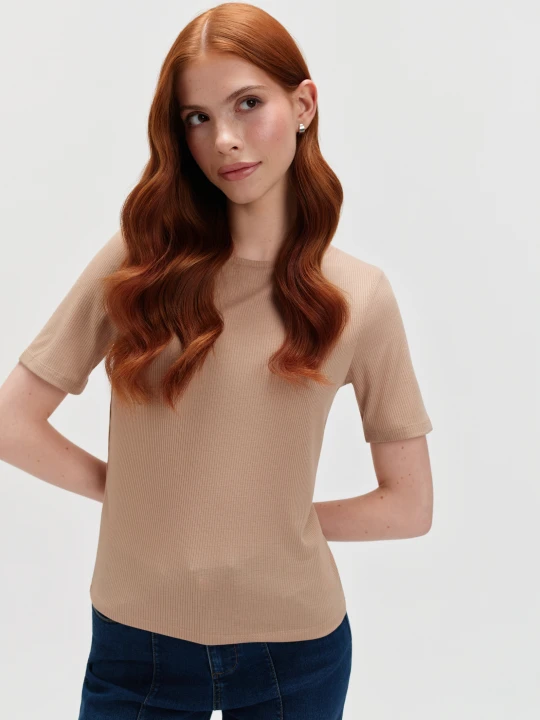 Zdjęcie produktu Beżowy top basic TOP SECRET