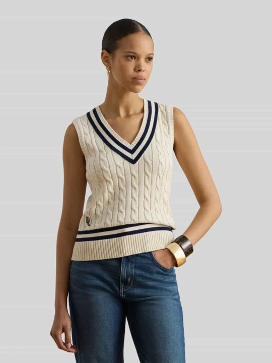 Zdjęcie produktu Bezrękawnik o kroju regular fit z czystej bawełny Lauren Ralph Lauren Écru