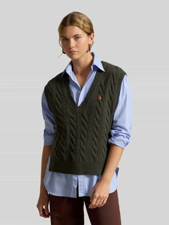 Zdjęcie produktu Bezrękawnik o kroju regular fit z mieszanki wełny i kaszmiru Polo Ralph Lauren Oliwkowy