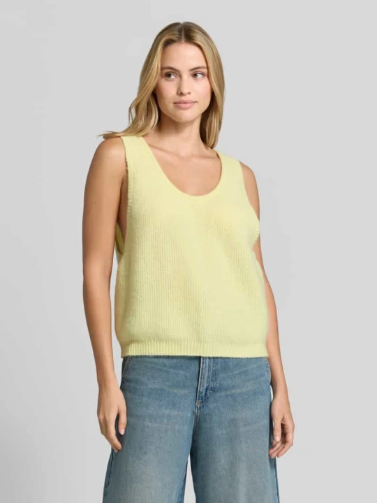 Zdjęcie produktu Bezrękawnik o kroju relaxed fit z mieszanki wełny z alpaki i lnu model 'VITOW' American Vintage Jasnożółty