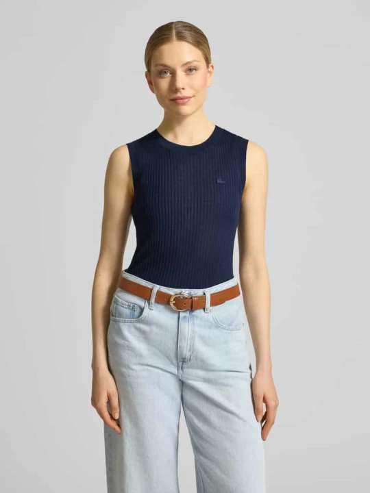 Zdjęcie produktu Bezrękawnik o kroju slim fit z czystej wełny Lacoste Granatowy