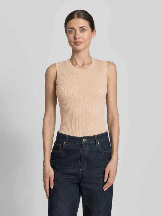 Zdjęcie produktu Bezrękawnik o kroju slim fit z czystej wełny Lacoste Camel