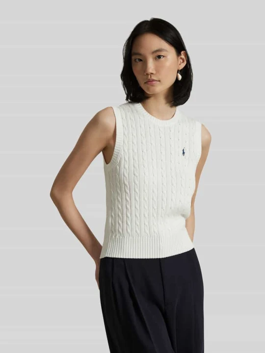 Zdjęcie produktu Sweter bez rękawów o kroju slim fit z czystej bawełny Polo Ralph Lauren Biały