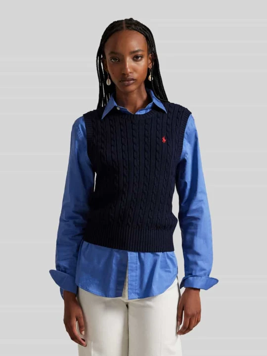 Zdjęcie produktu Sweter bez rękawów o kroju slim fit z czystej bawełny Polo Ralph Lauren Granatowy