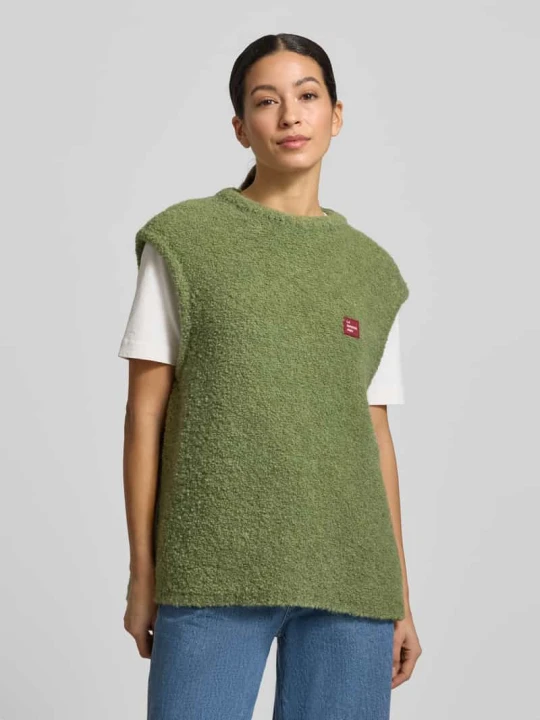 Zdjęcie produktu Bezrękawnik krój loose fit Dodatek wełny Model 'ZOLLY' American Vintage Oliwkowy melanż