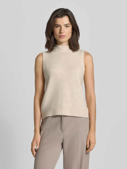 Zdjęcie produktu Bezrękawnik z prążkowanymi wykończeniami Christian Berg Beżowy