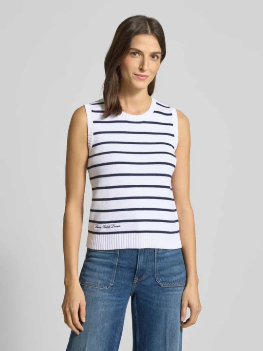 Zdjęcie produktu Bezrękawnik z prążkowanymi wykończeniami Model 'PLOVELT' Lauren Ralph Lauren Granatowy
