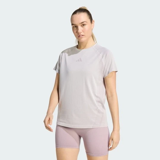 Zdjęcie produktu Bezszwowa koszulka z dzianiny Adidas fioletowy