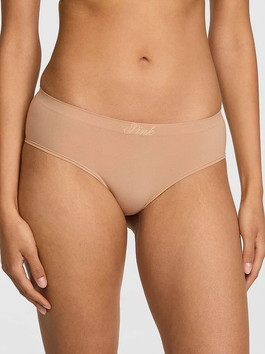Zdjęcie produktu PINK Bezszwowe majtki hiphugger Victoria's Secret Beżowy