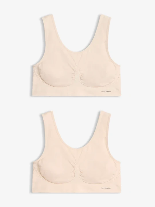 Zdjęcie produktu Bezszwowy biustonosz bustier z kolekcji Feel Comfort (2 szt.) BonPrix beżowy