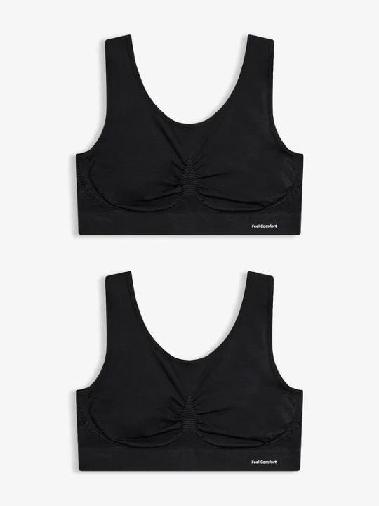 Zdjęcie produktu Bezszwowy biustonosz bustier z kolekcji Feel Comfort (2 szt.) BonPrix czarny