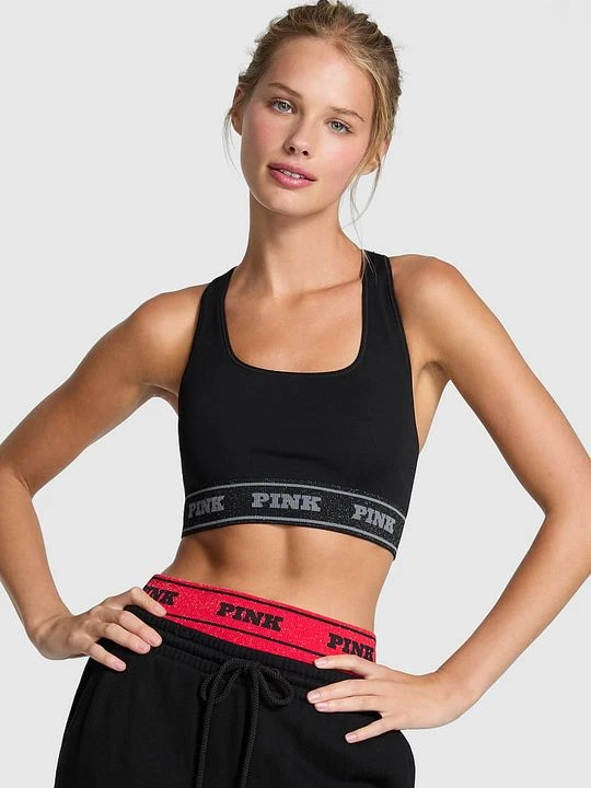 Zdjęcie produktu PINK Bezszwowy biustonosz sportowy Victoria's Secret Czarny