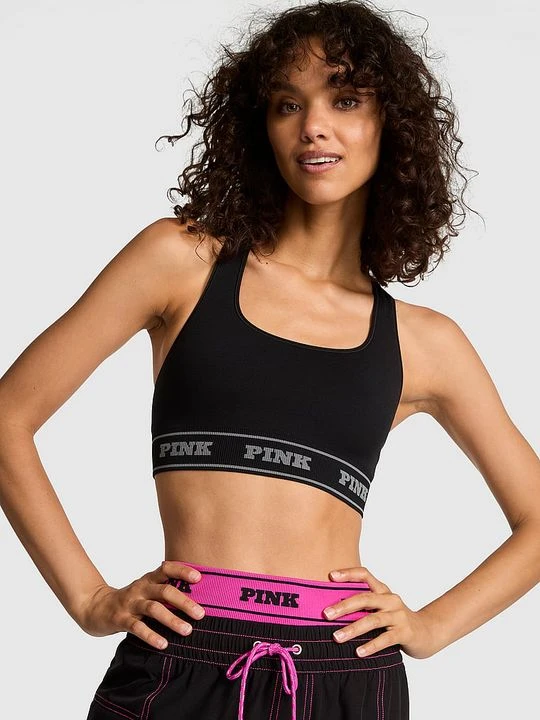 Zdjęcie produktu Bezszwowy, dwustronny biustonosz sportowy Victoria's Secret Czarny
