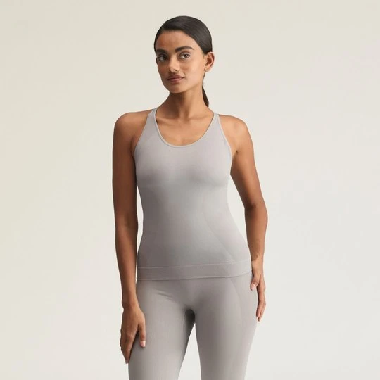 Zdjęcie produktu Bezszwowy top na ramiączkach do jogi adidas by Stella McCartney Dove Grey