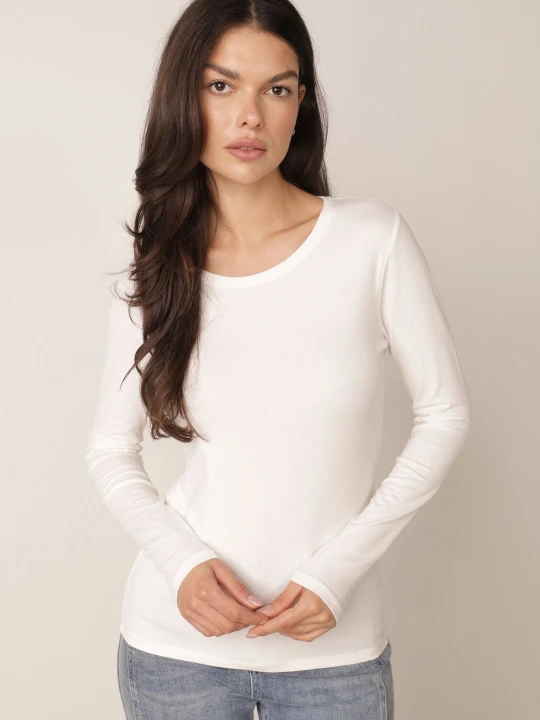 Zdjęcie produktu Biała Bawełniana Bluzka Longsleeve Tailene Glo-story