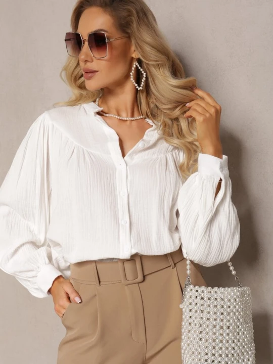 Zdjęcie produktu Biała Bawełniana Koszula z Guzikami i Długimi Rękawami Werica Retro & Icone