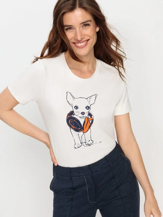 Zdjęcie produktu Biała bluzka damska Hannah z grafiką – Designer Choice Olsen