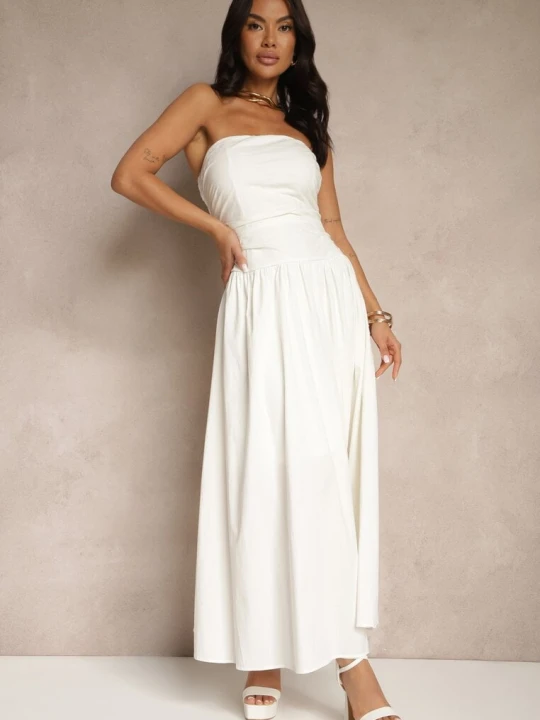 Zdjęcie produktu Biała Koktajlowa Bawełniana Sukienka Bodycon Filitera Retro & Icone