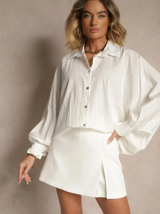 Zdjęcie produktu Biała Koszula z Wiskozą w Stylu Nietoperza Sonarielia J Studio