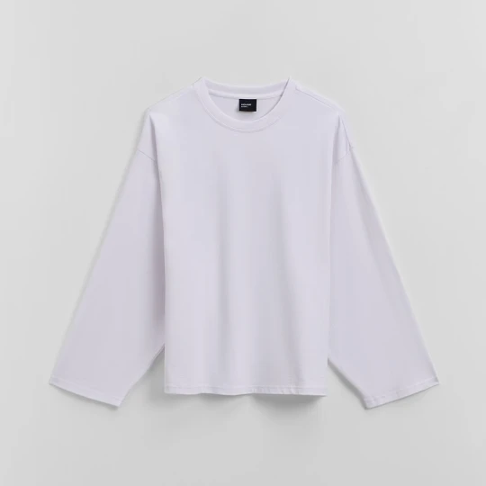 Zdjęcie produktu Biała koszulka basic z długim rękawem House