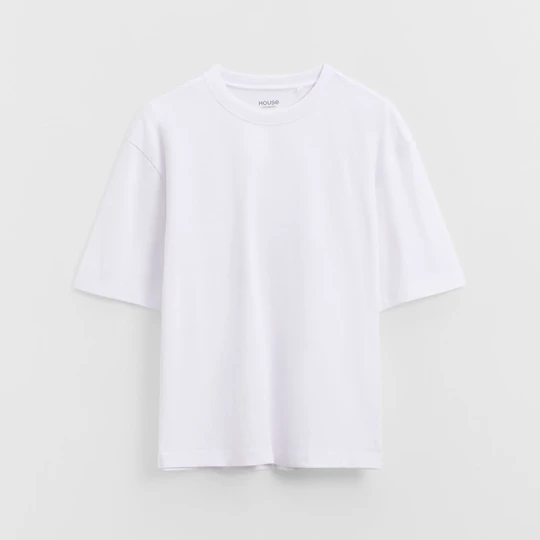 Zdjęcie produktu Biała koszulka basic z krótkim rękawem House