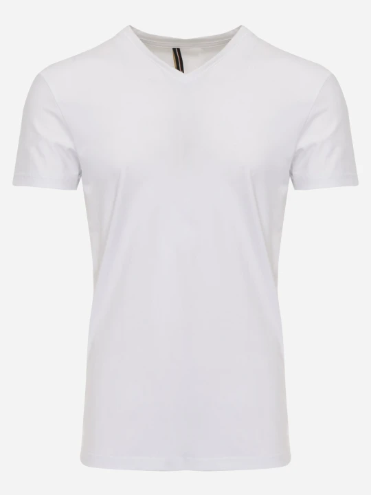 Zdjęcie produktu Biała Koszulka T-shirt z Bawełny z Dekoltem w Serek Rionisse