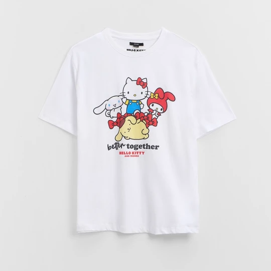 Zdjęcie produktu Biała koszulka UNISEX z nadrukiem Sanrio House